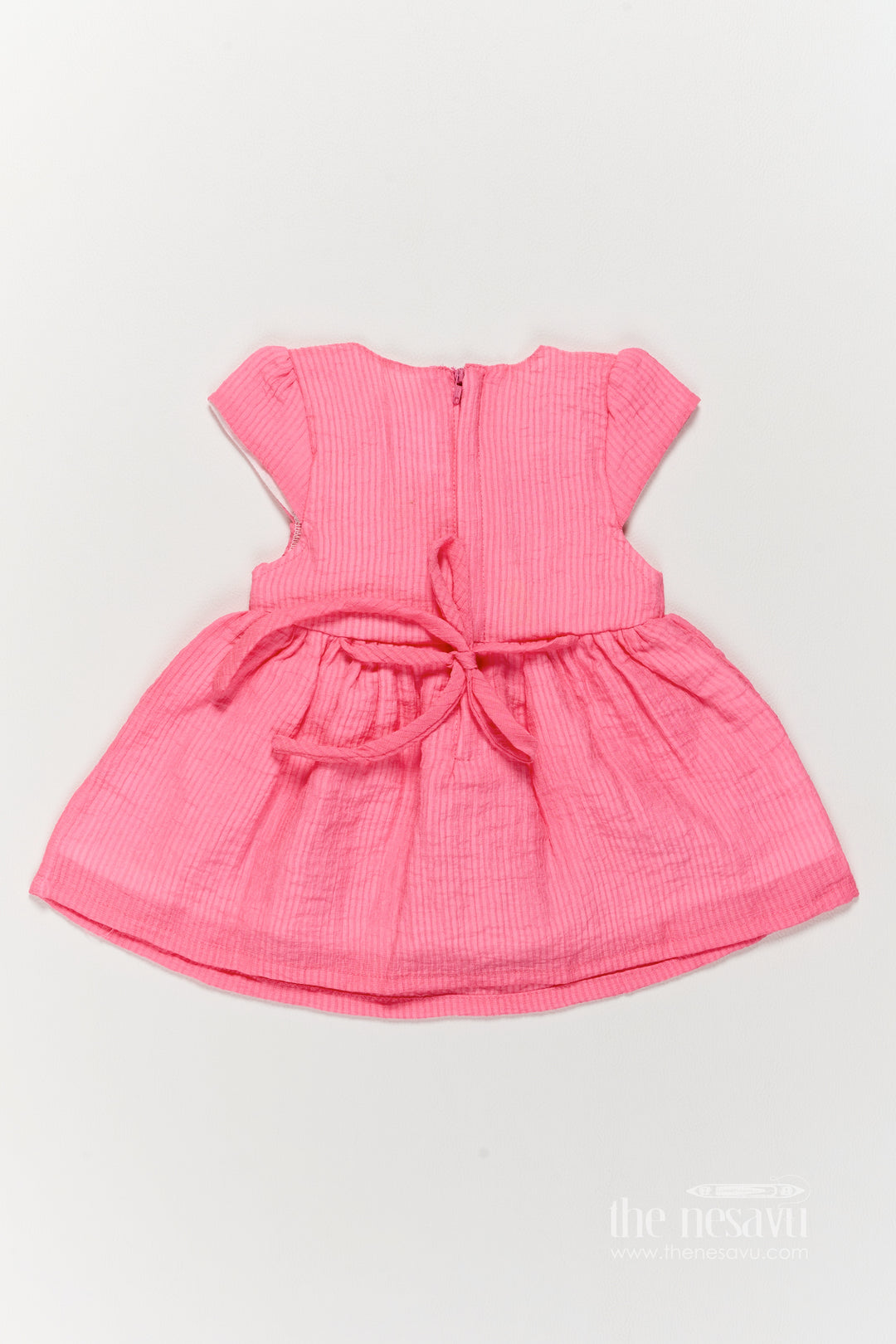 Infant Cotton Frock with Thread Embroidery for Weddings and Parties