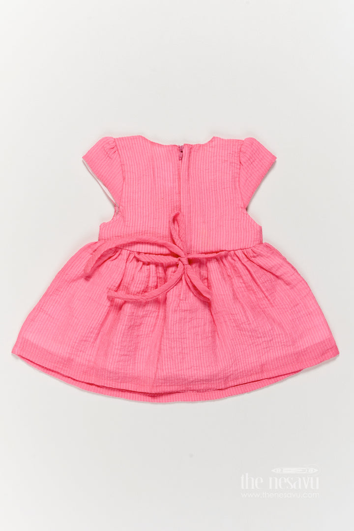 Infant Cotton Frock with Thread Embroidery for Weddings and Parties