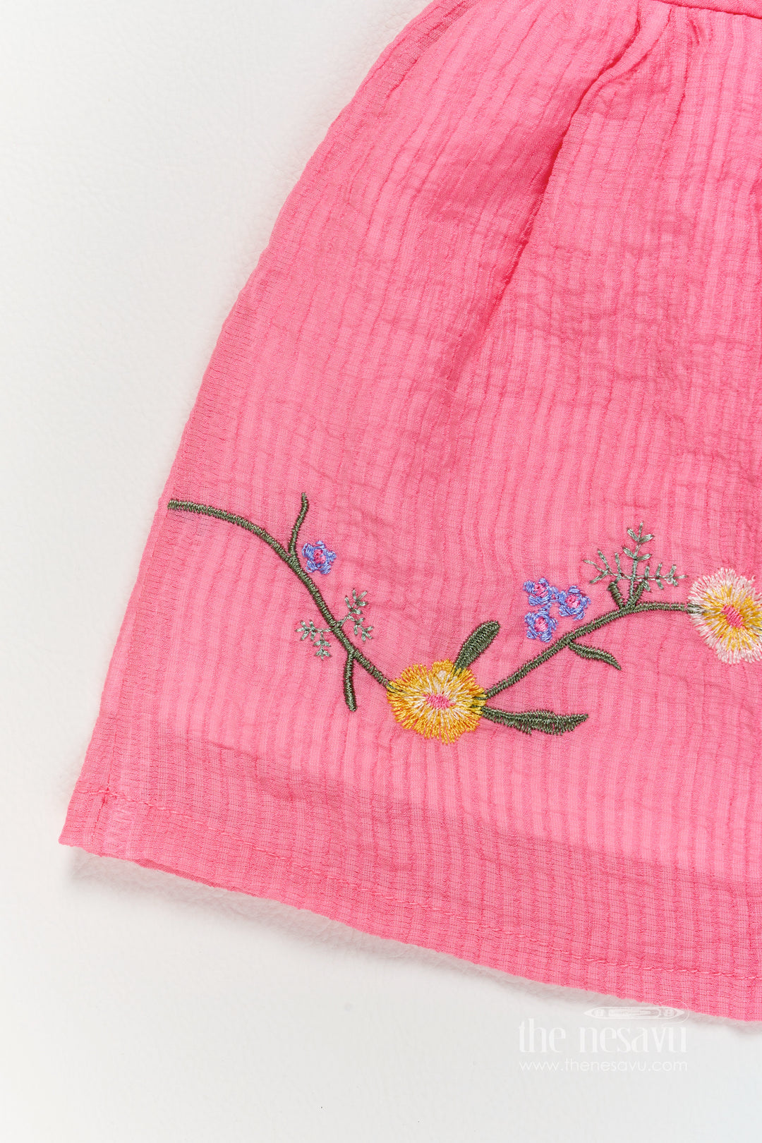 Infant Cotton Frock with Thread Embroidery for Weddings and Parties
