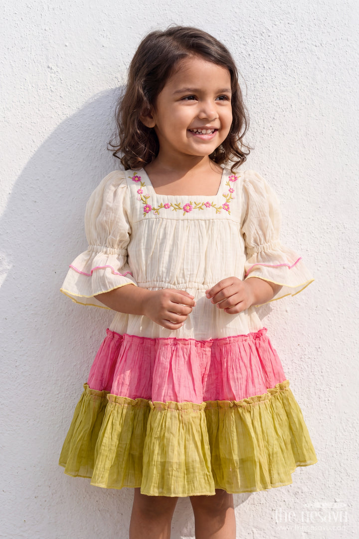 Girls Frock Dress in Multicolor for Milestone Days
