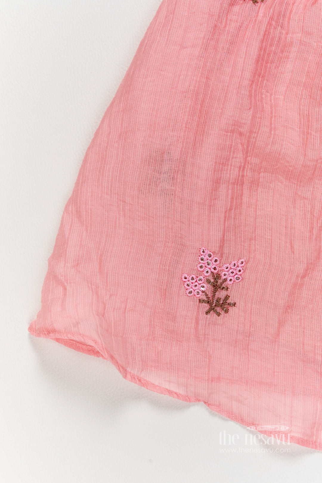 Chanderi Dress for Girls in Peach for Traditional Events