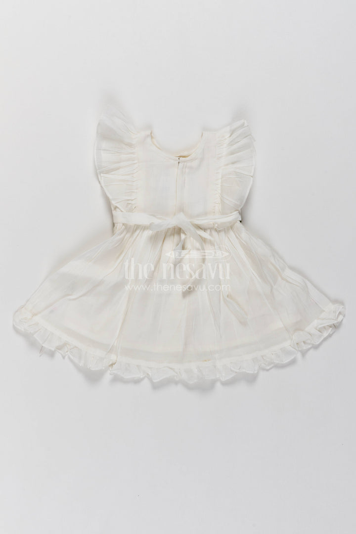 Chanderi Dress for Girls in Off White for Traditional Events