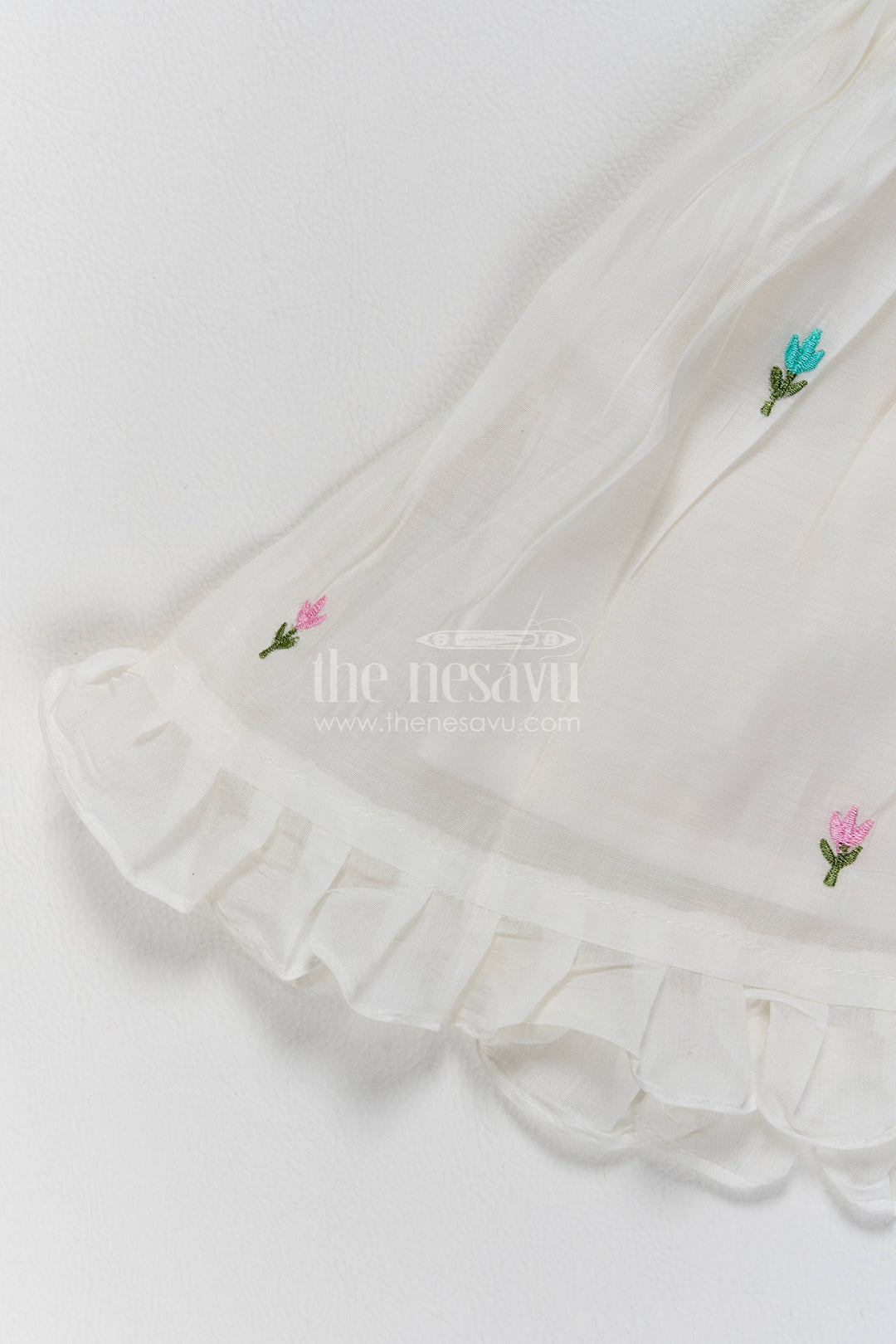 Chanderi Dress for Girls in Off White for Traditional Events