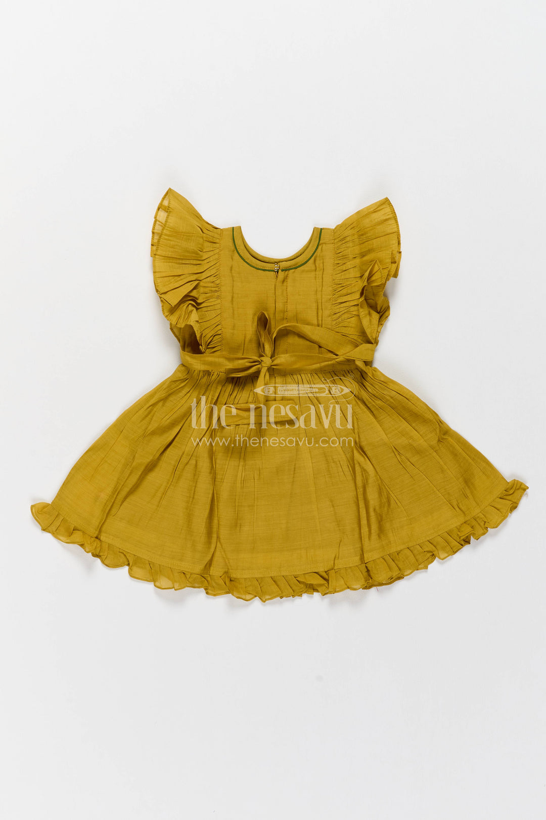 Girls Chanderi Frock with Thread Embroidery for Family Functions