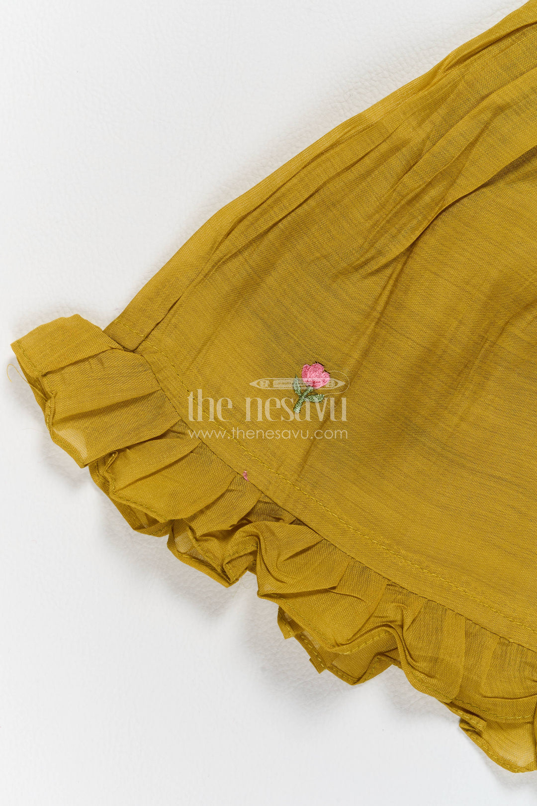 Girls Chanderi Frock with Thread Embroidery for Family Functions