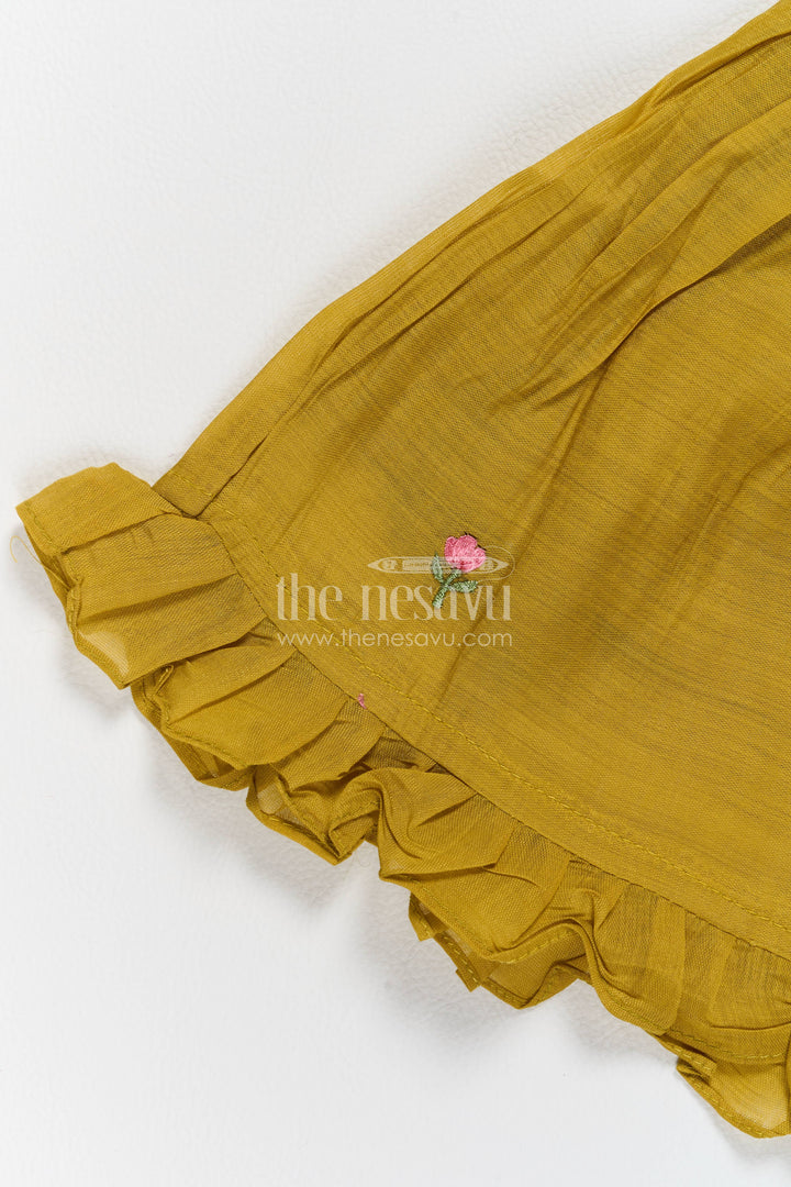 Girls Chanderi Frock with Thread Embroidery for Family Functions