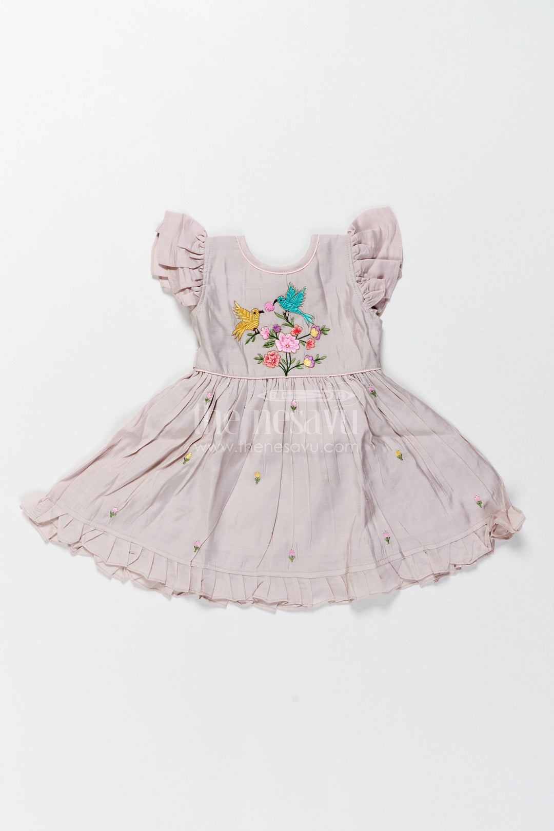 Ethnic Frock for Girls in Off White for Celebration Styling