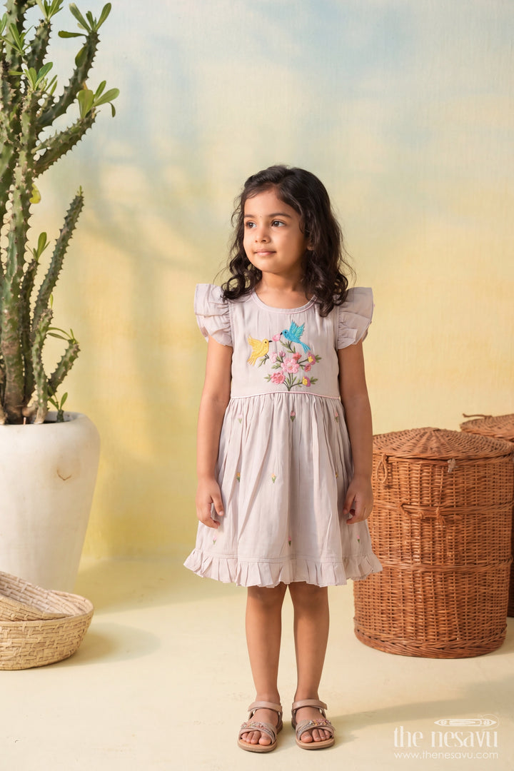 Ethnic Frock for Girls in Off White for Celebration Styling