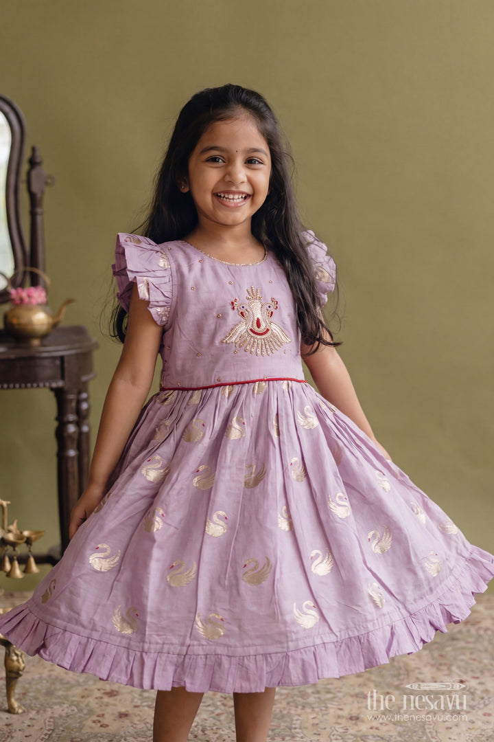 Girls Chanderi Frock in Purple for Special Functions