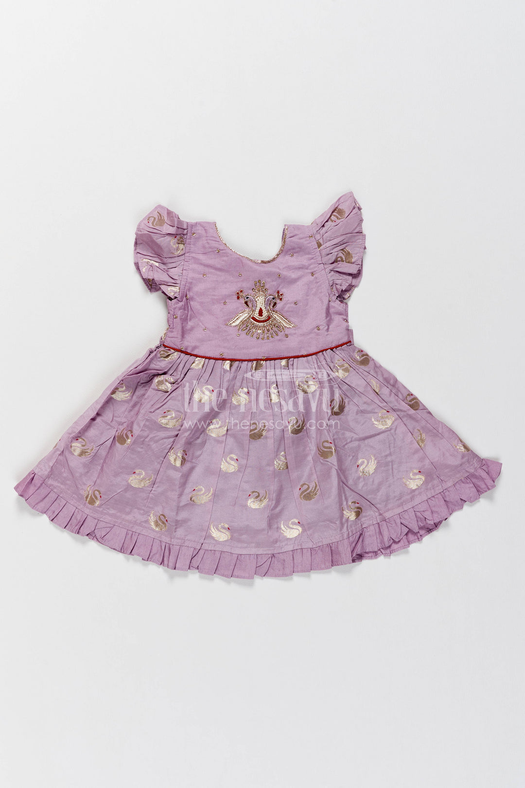 Girls Chanderi Frock in Purple for Special Functions