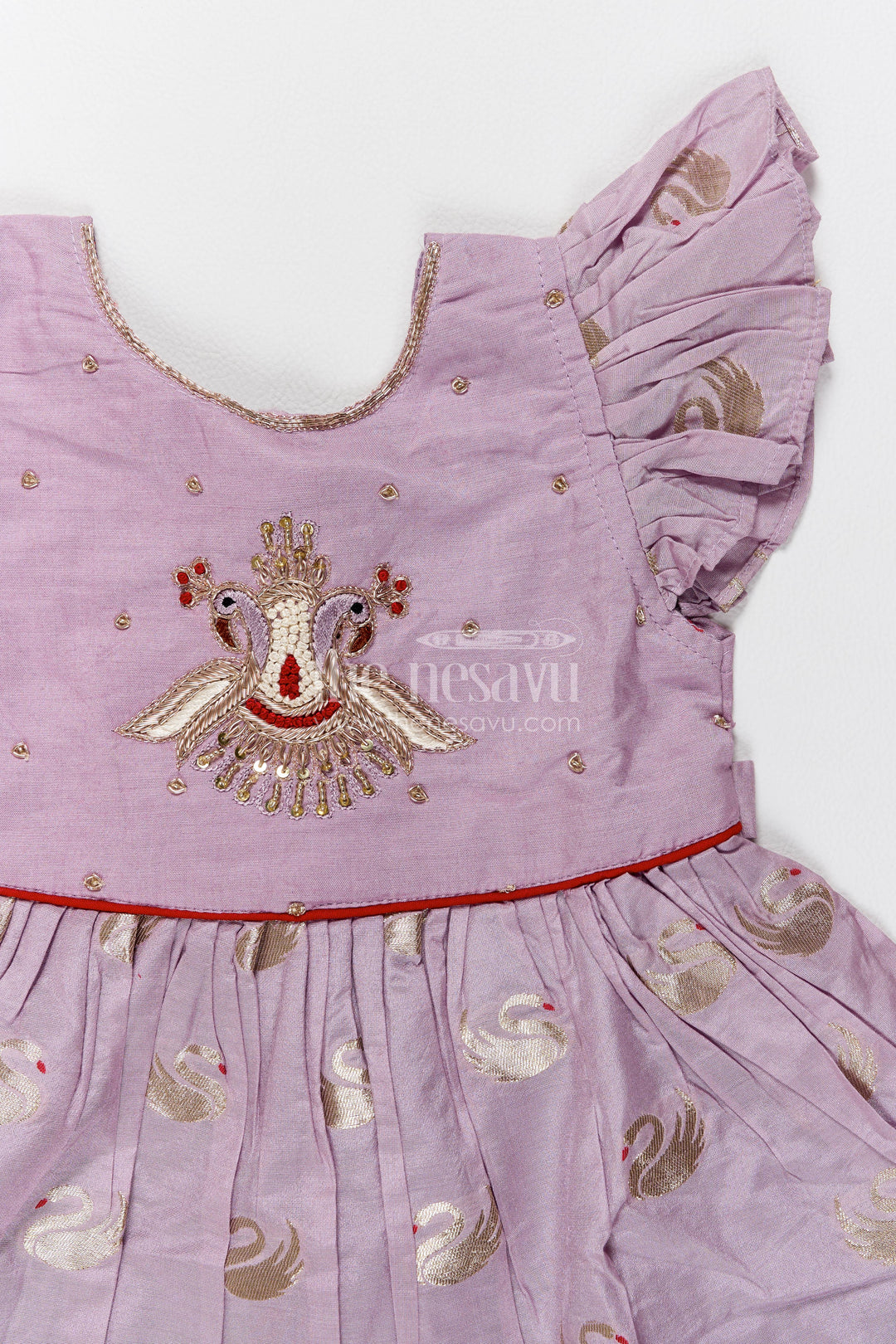 Girls Chanderi Frock in Purple for Special Functions