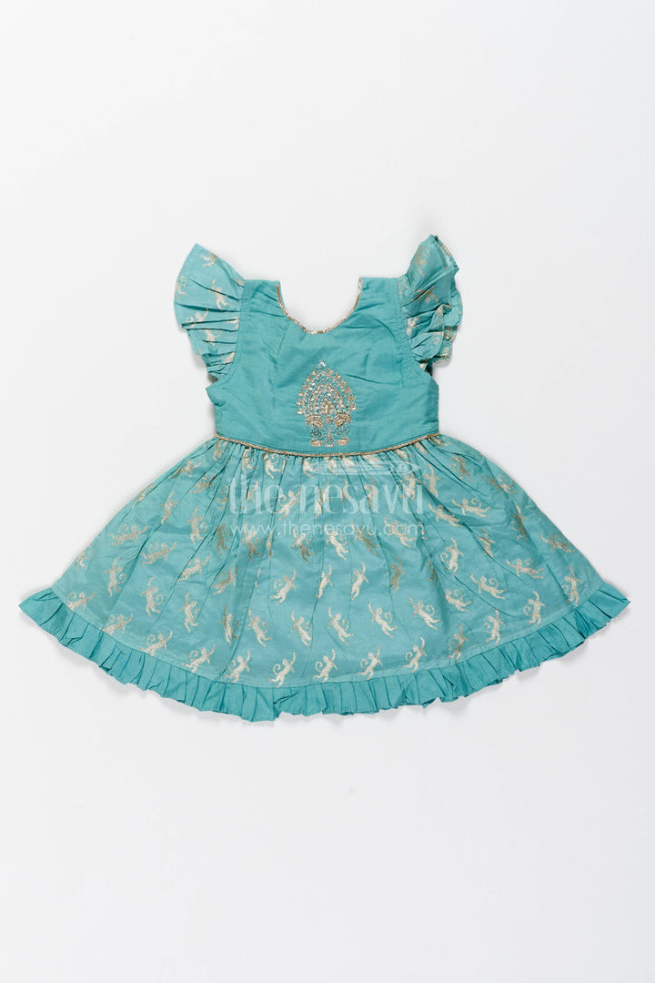 Ethnic Frock for Girls in Blue for Celebrations and Photos