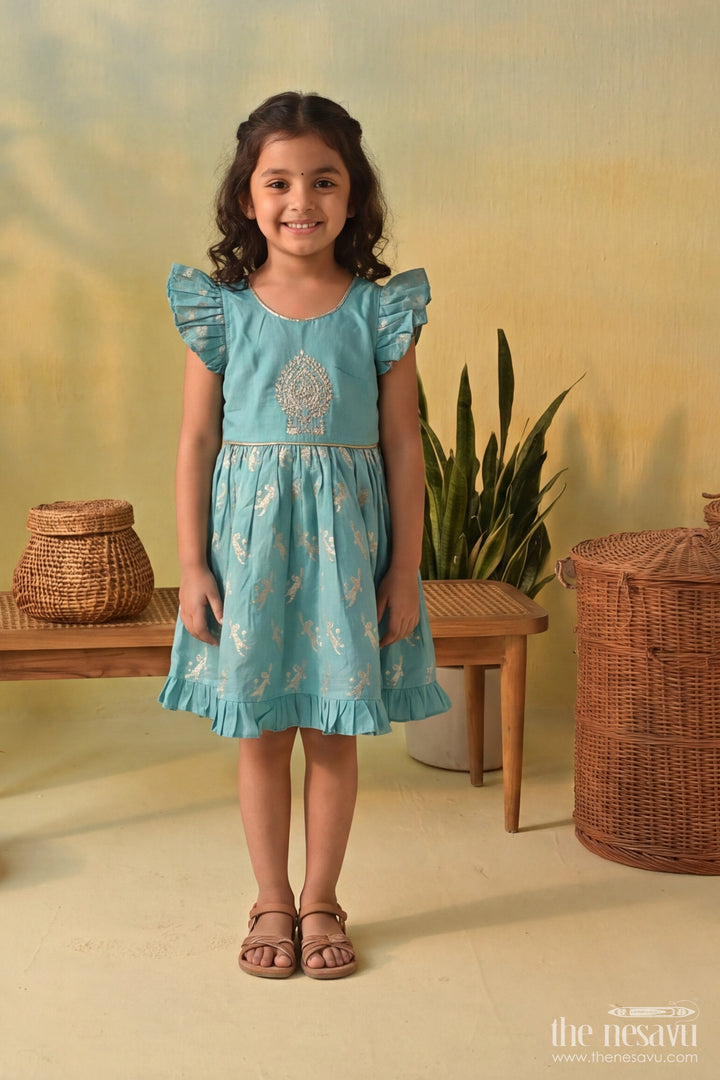 Ethnic Frock for Girls in Blue for Celebrations and Photos