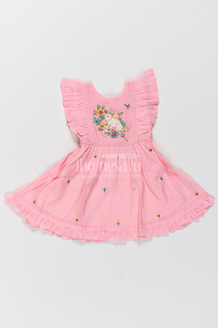 Chanderi Dress for Girls in Pink with an Occasion Ready Finish