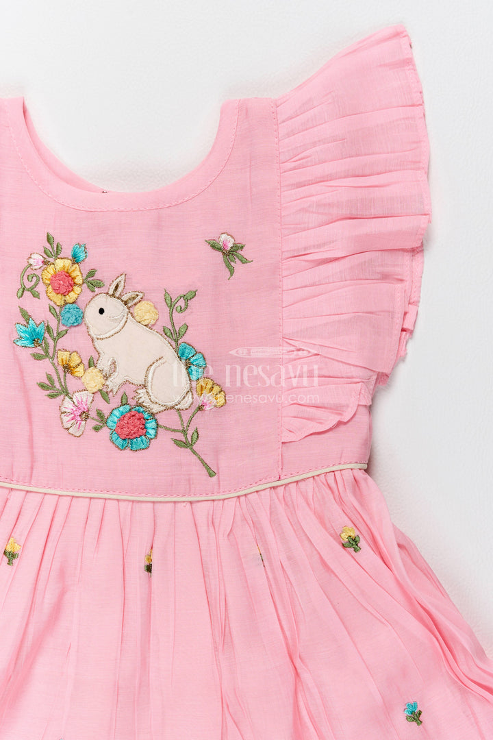 Chanderi Dress for Girls in Pink with an Occasion Ready Finish