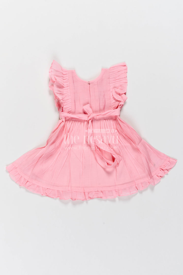 Chanderi Dress for Girls in Pink with an Occasion Ready Finish