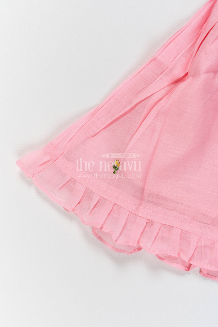 Chanderi Dress for Girls in Pink with an Occasion Ready Finish