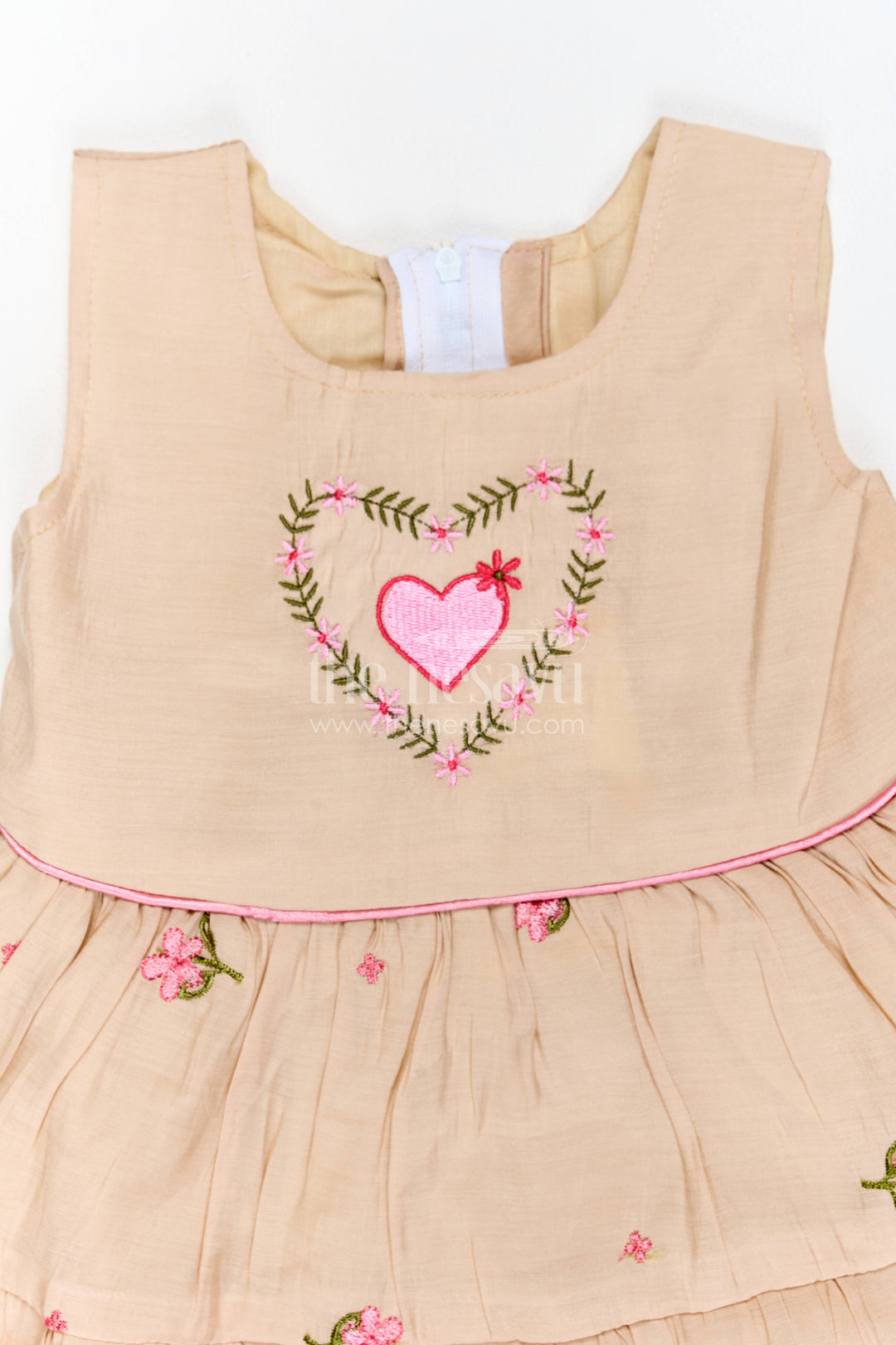Chanderi Dress for Girls in Brown for Family Celebrations