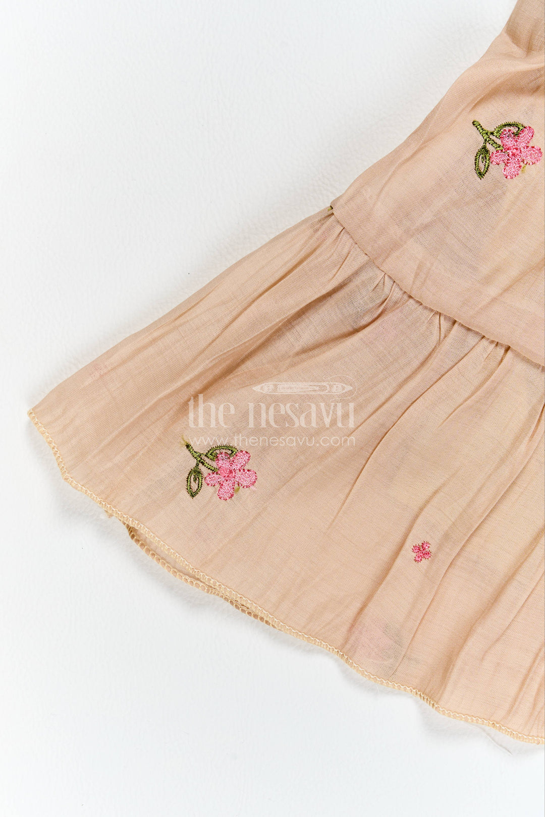 Chanderi Dress for Girls in Brown for Family Celebrations