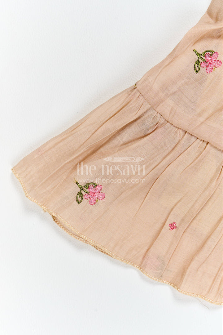 Chanderi Dress for Girls in Brown for Family Celebrations