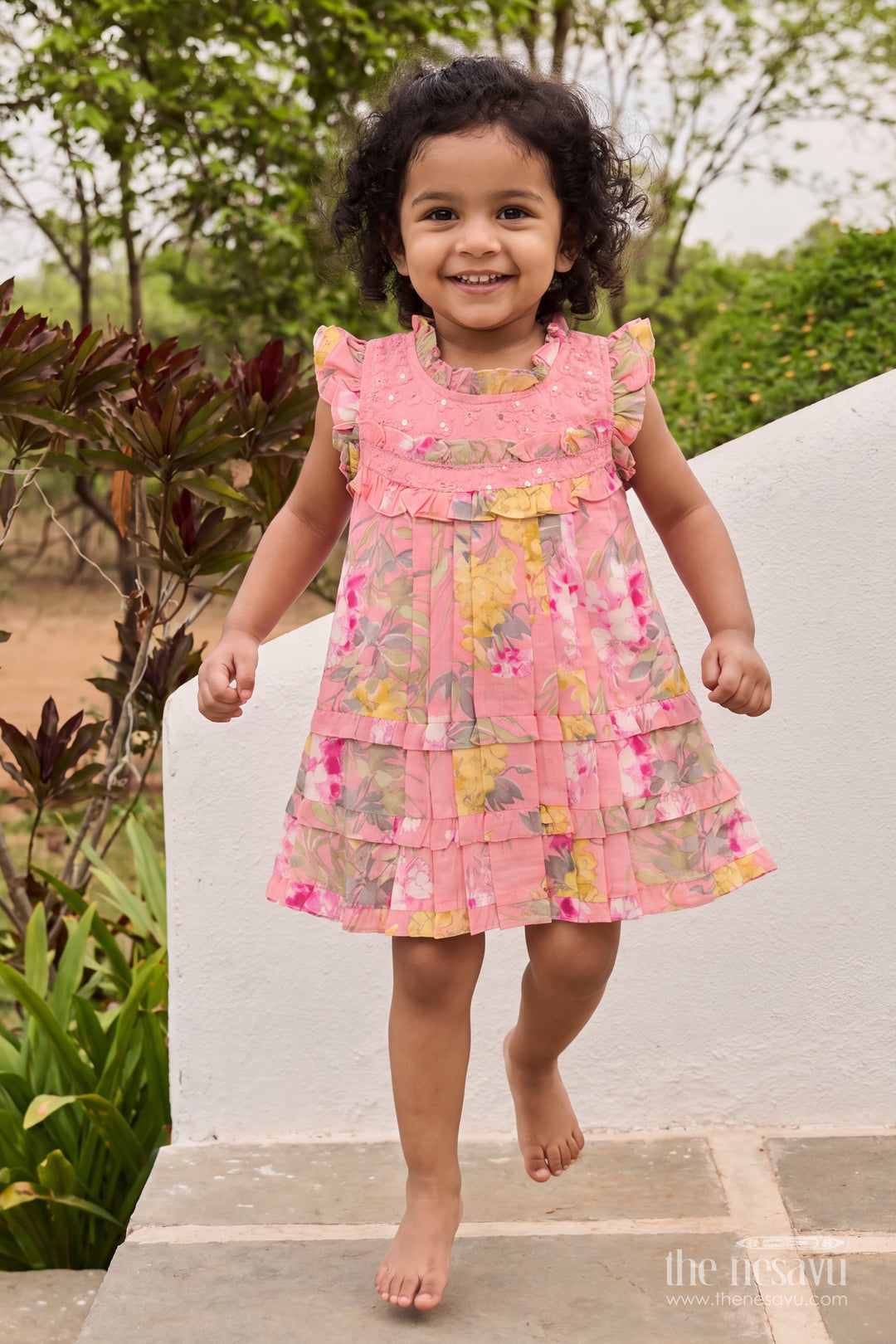 Girls Cotton Frock with Digital Print for Family Functions