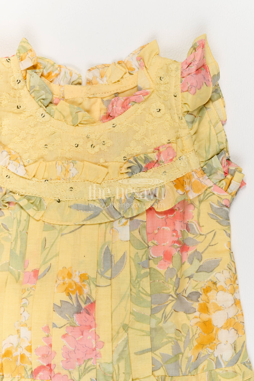 Cotton Dress for Girls in Yellow with an Occasion Ready Finish