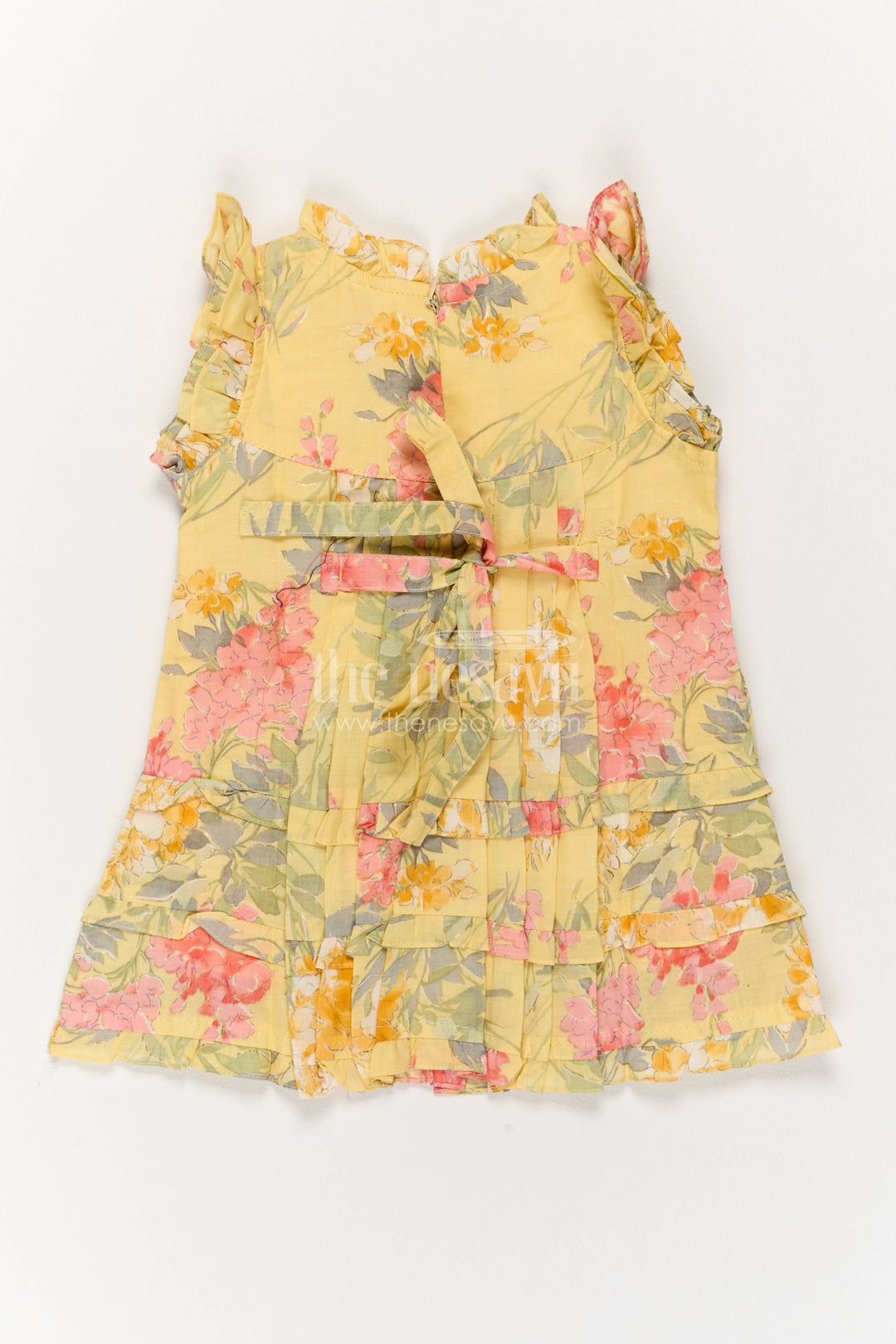 Cotton Dress for Girls in Yellow with an Occasion Ready Finish