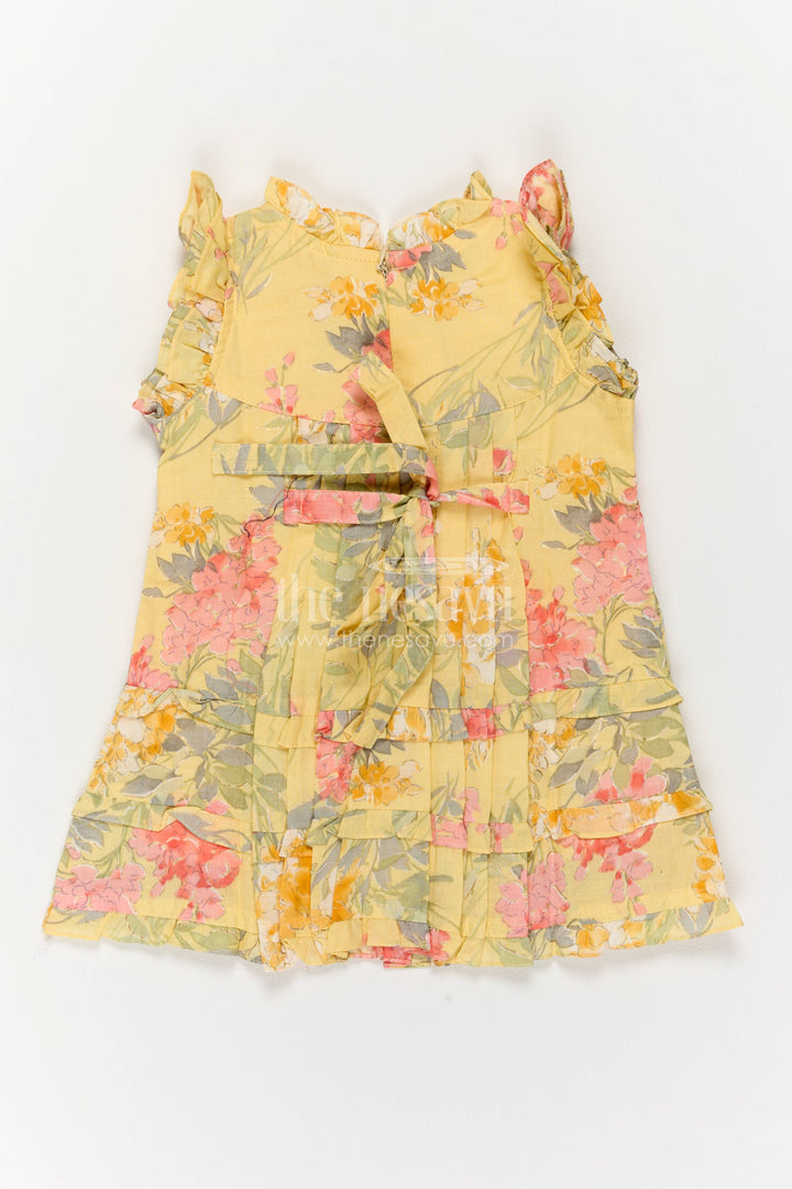 Cotton Dress for Girls in Yellow with an Occasion Ready Finish