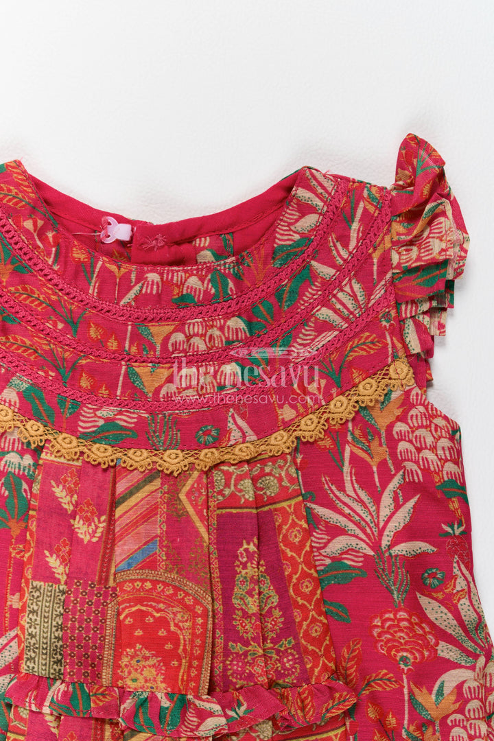 Girls Cotton Frock in Pink for Party Memories