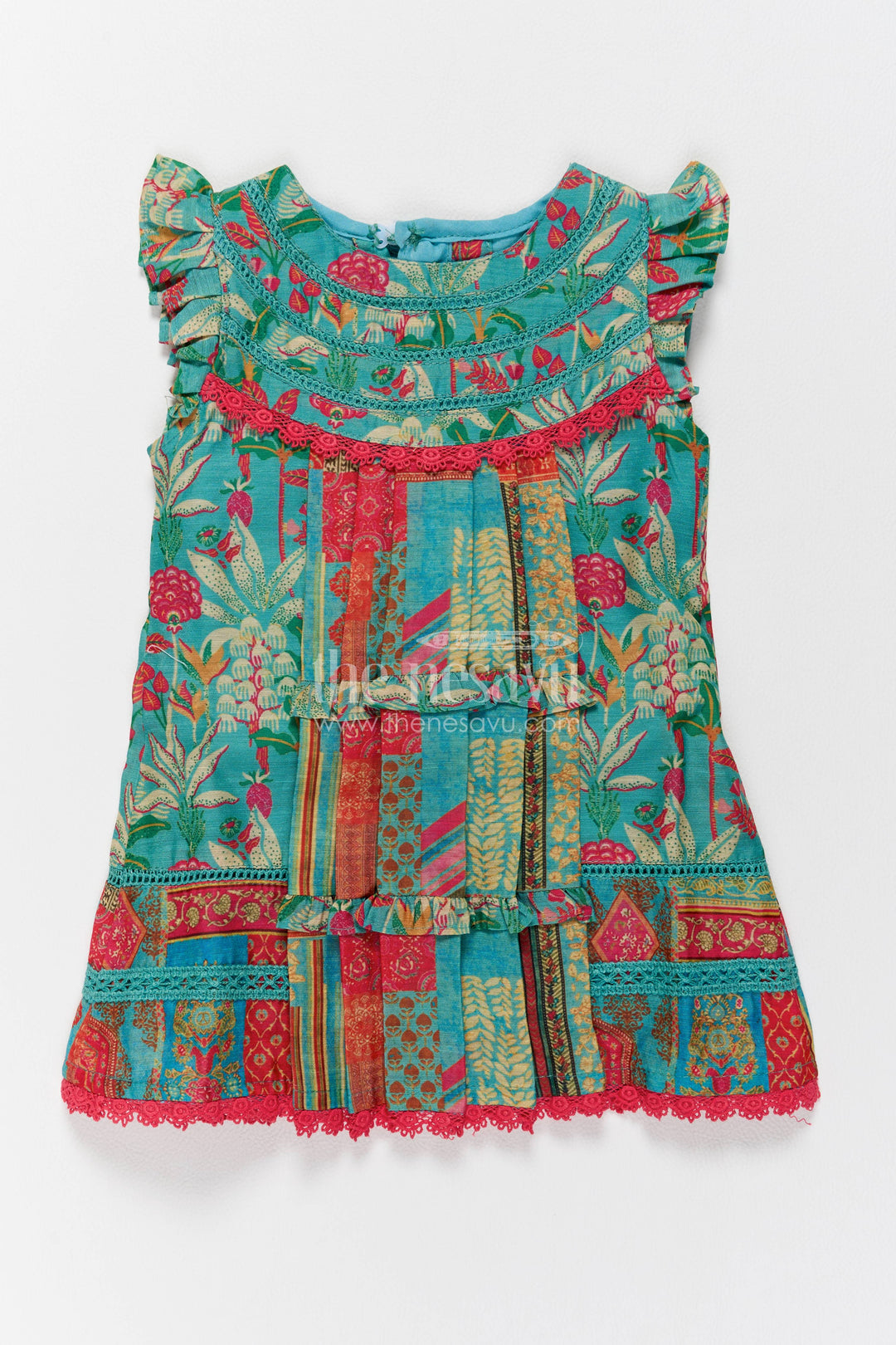 Cotton Dress for Girls in Blue for Traditional Events
