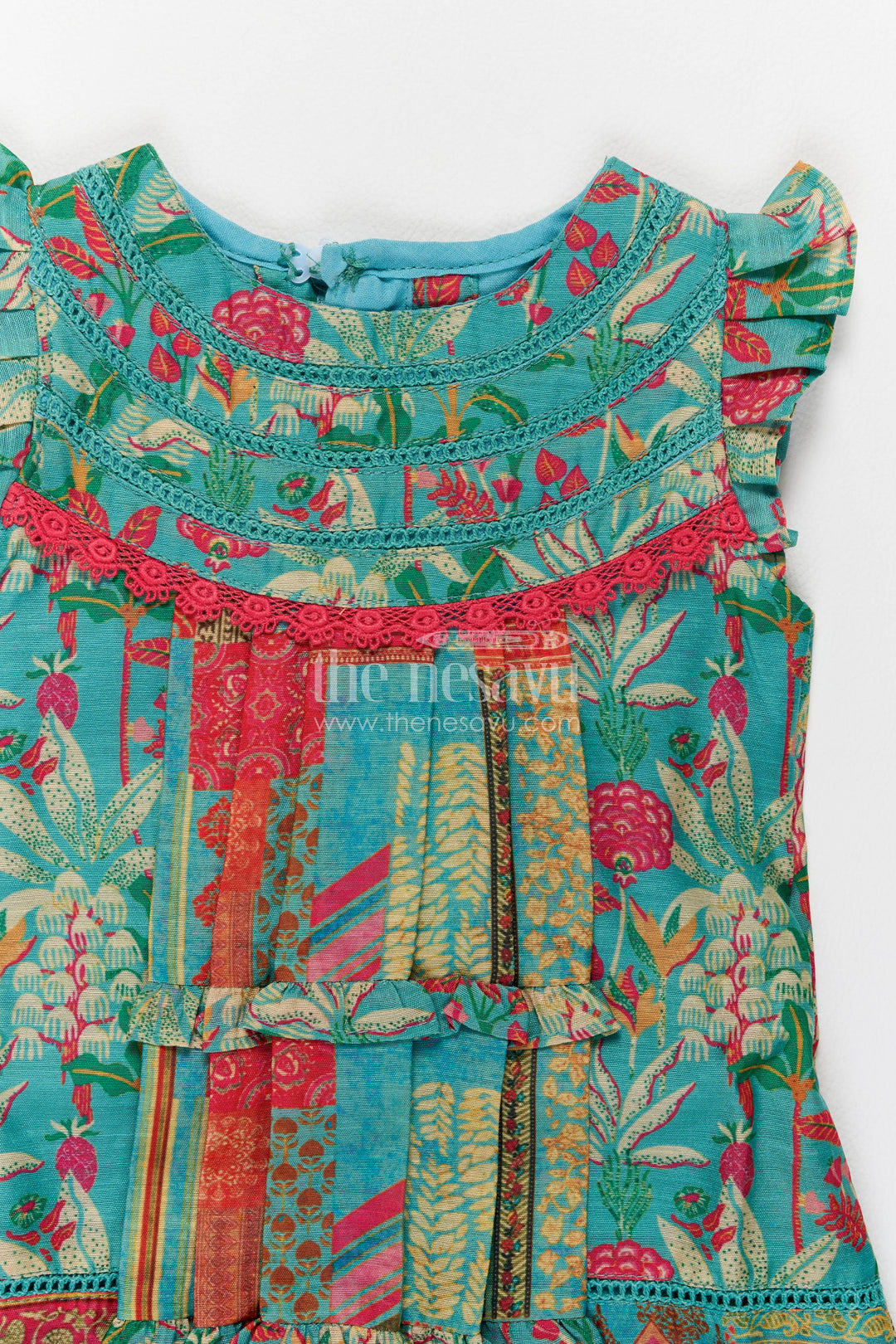Cotton Dress for Girls in Blue for Traditional Events