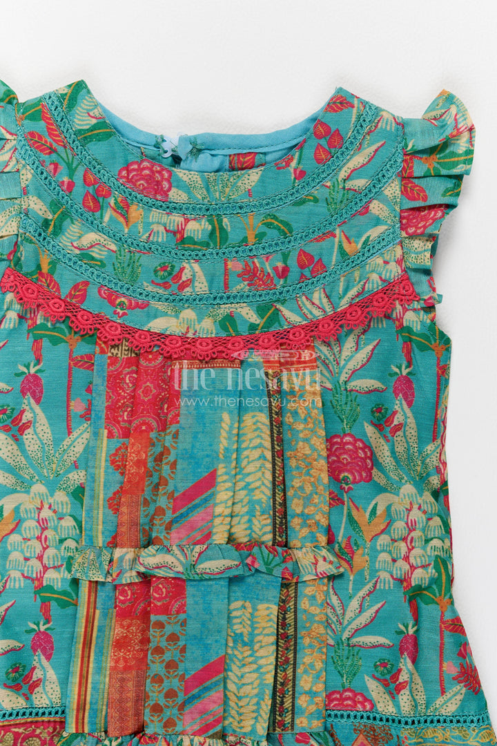 Cotton Dress for Girls in Blue for Traditional Events