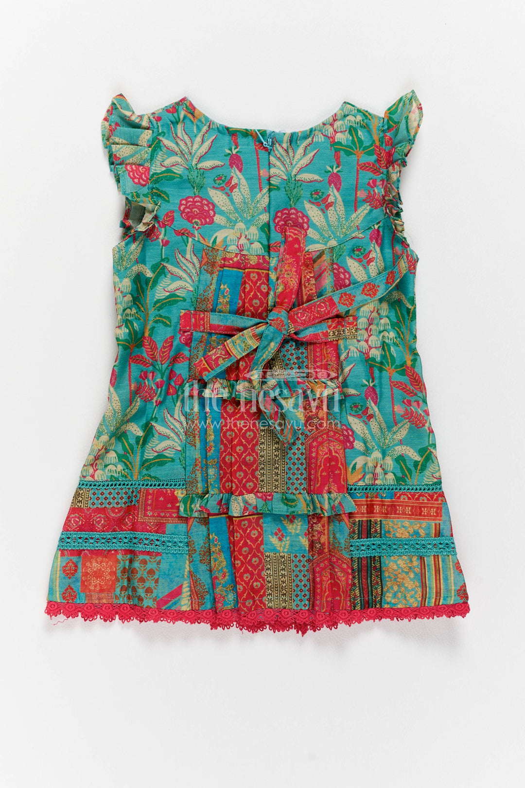Cotton Dress for Girls in Blue for Traditional Events