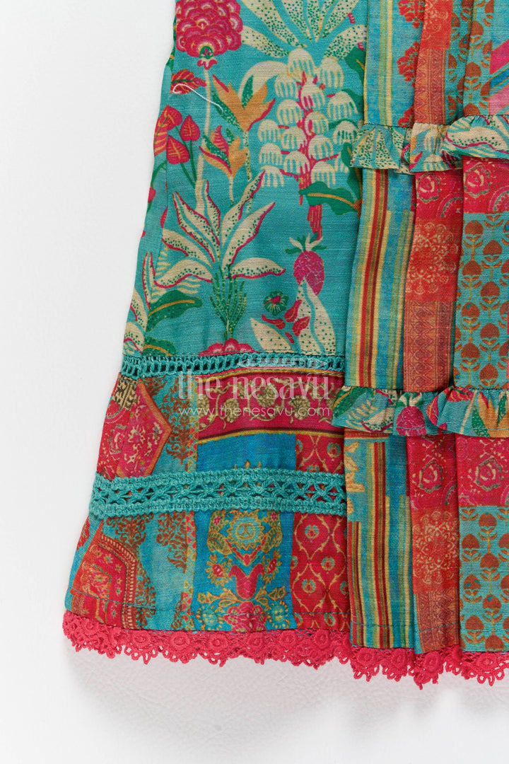 Cotton Dress for Girls in Blue for Traditional Events