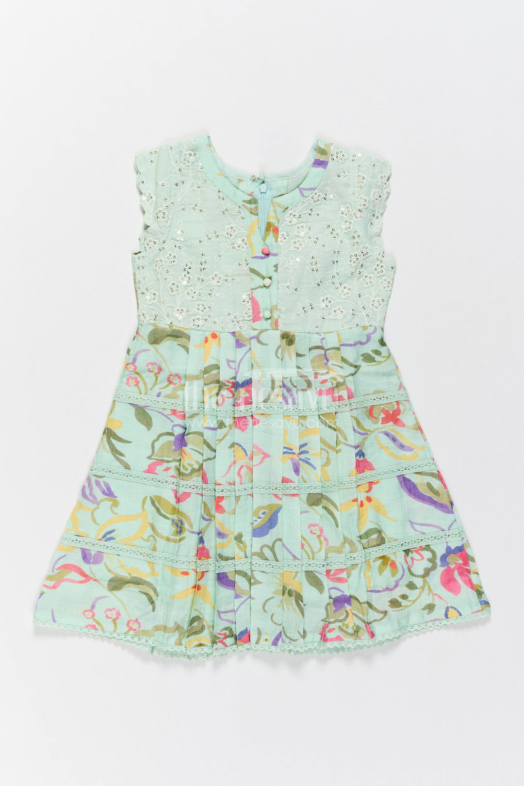 Cotton Dress for Girls in Cream for Traditional Events