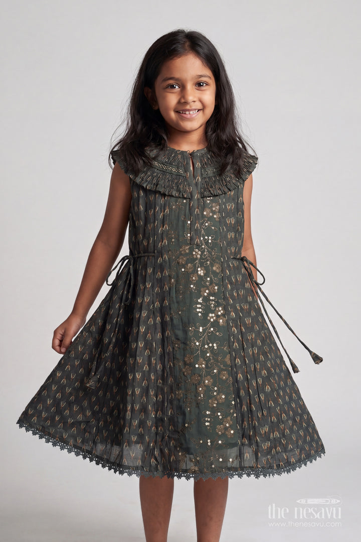 Cotton Dress for Girls with Sequin Work for Festive Occasions