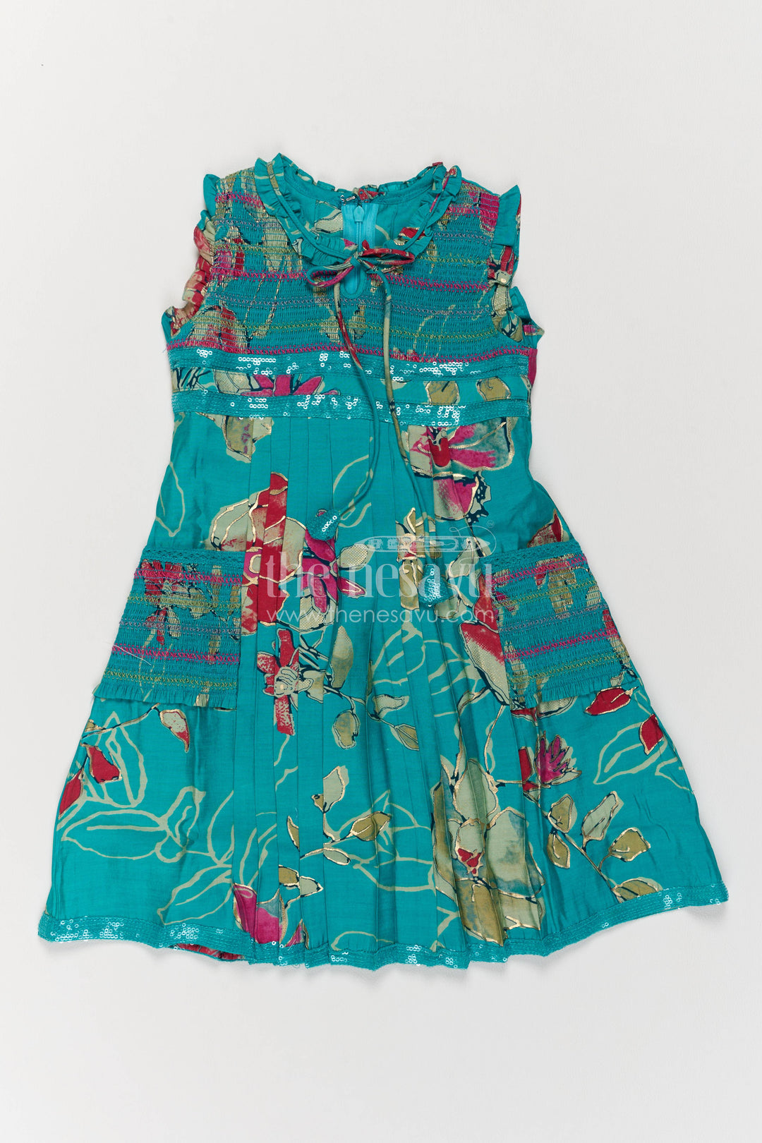 Girls Cotton Frock in Blue for Ceremony Dressing