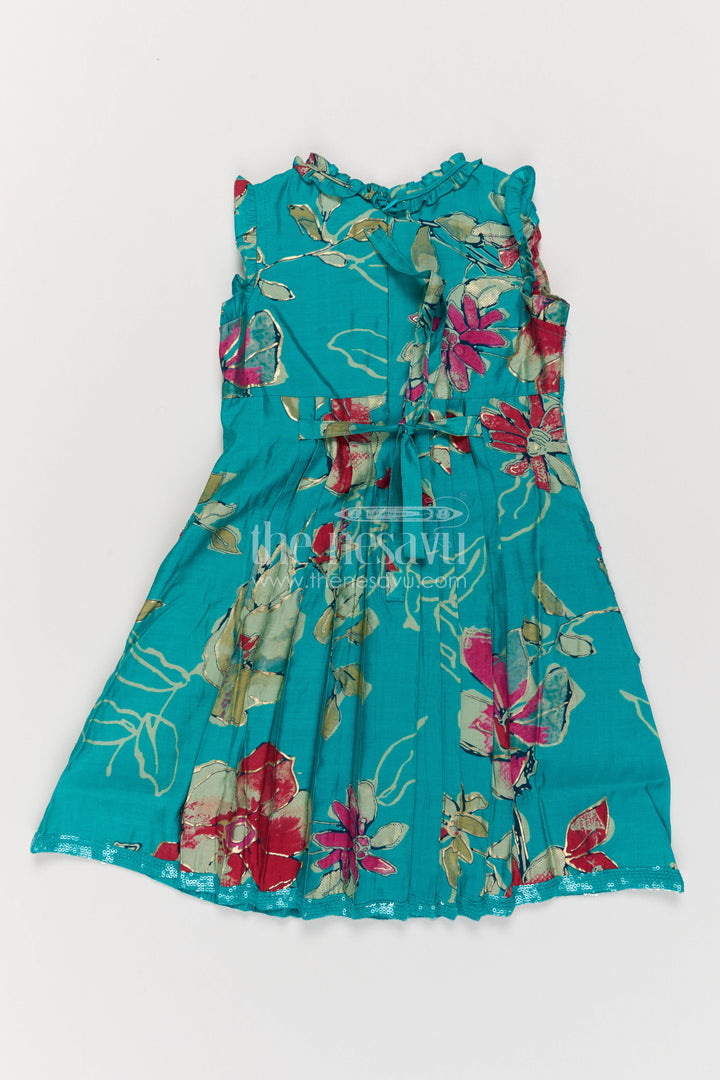 Girls Cotton Frock in Blue for Ceremony Dressing