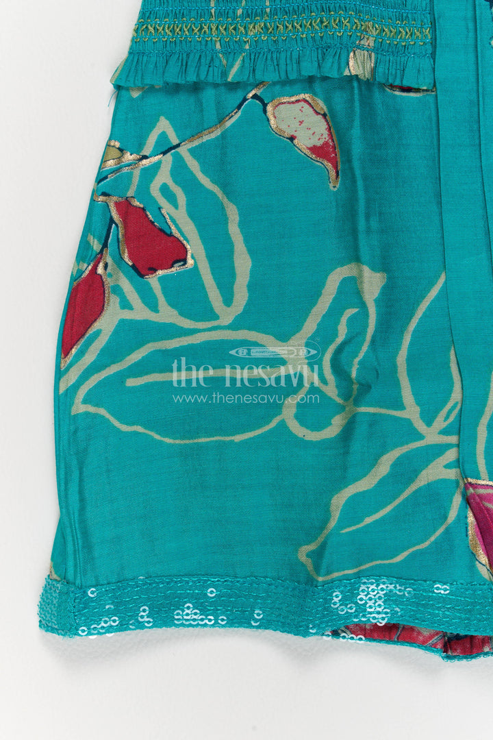 Girls Cotton Frock in Blue for Ceremony Dressing