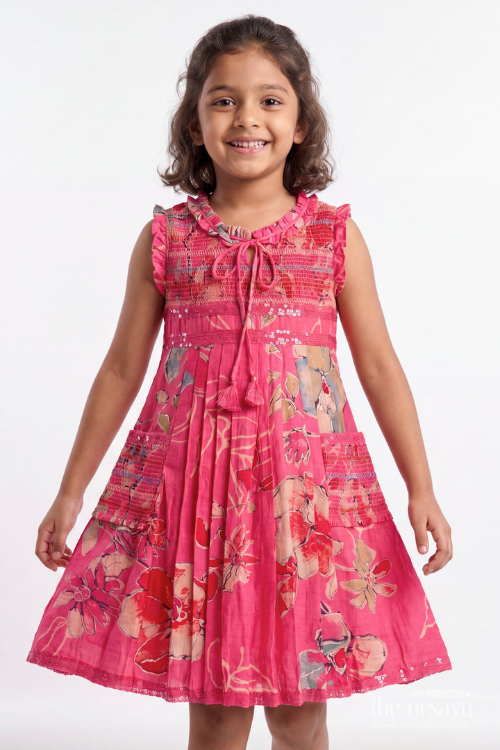 Cotton Dress for Girls in Red with an Occasion Ready Finish