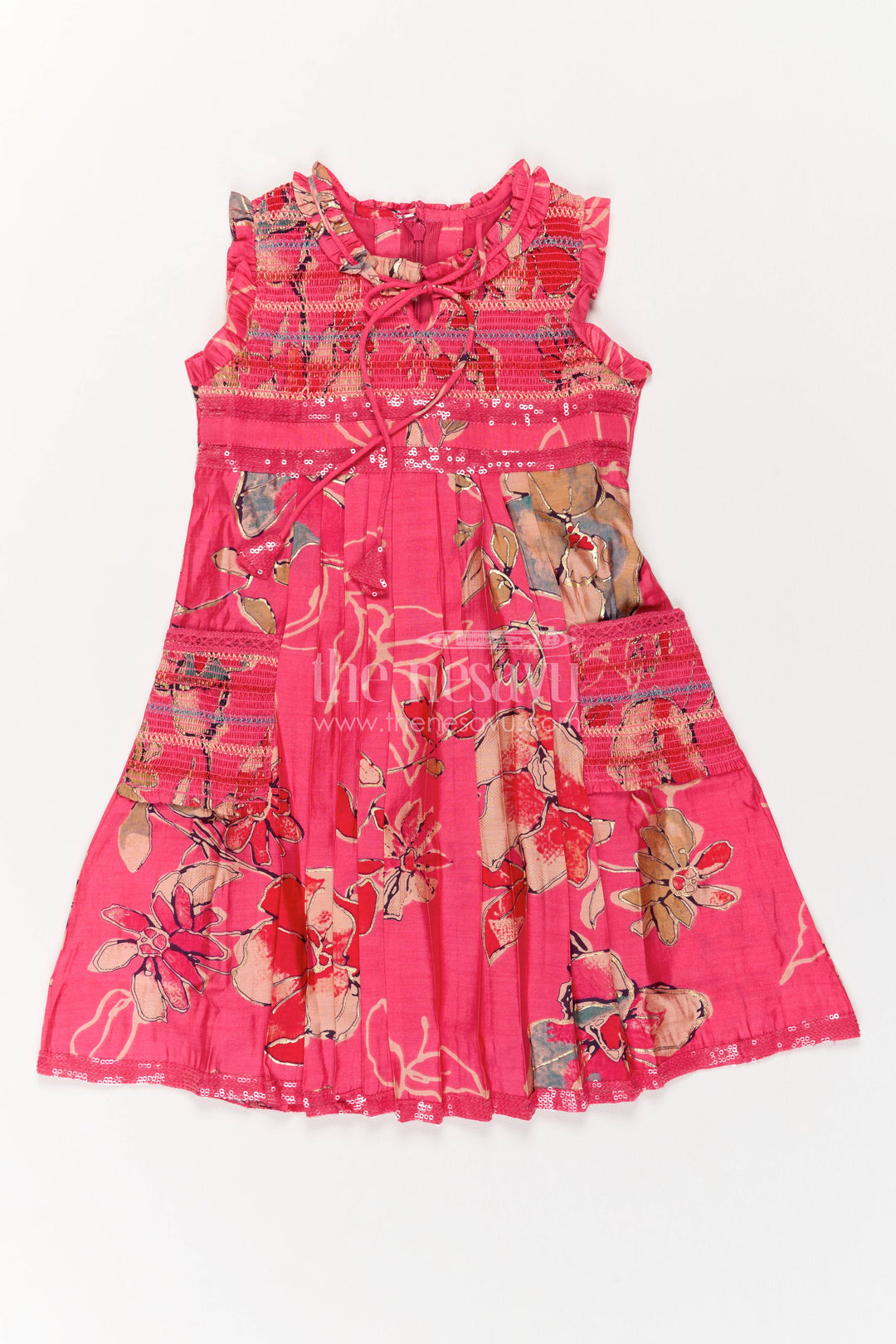 Cotton Dress for Girls in Red with an Occasion Ready Finish