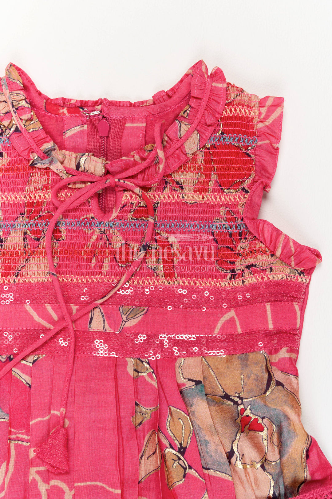 Cotton Dress for Girls in Red with an Occasion Ready Finish