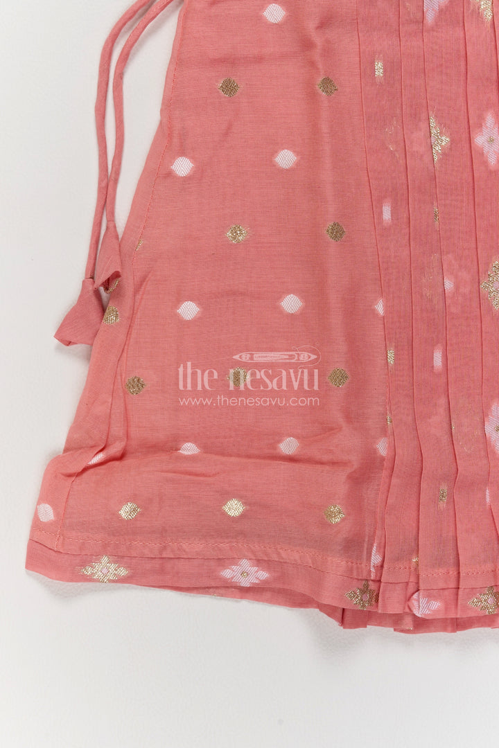 Girls Dusty Rose Chanderi Cotton Frock with Sequins and Tie Bows