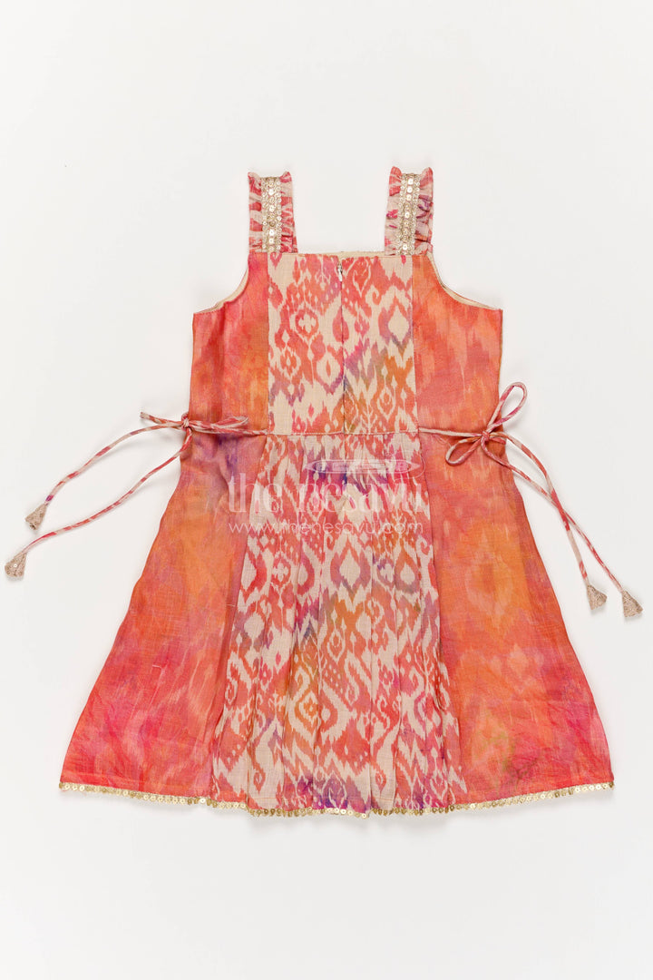 Cotton Dress for Girls in Orange for Family Celebrations