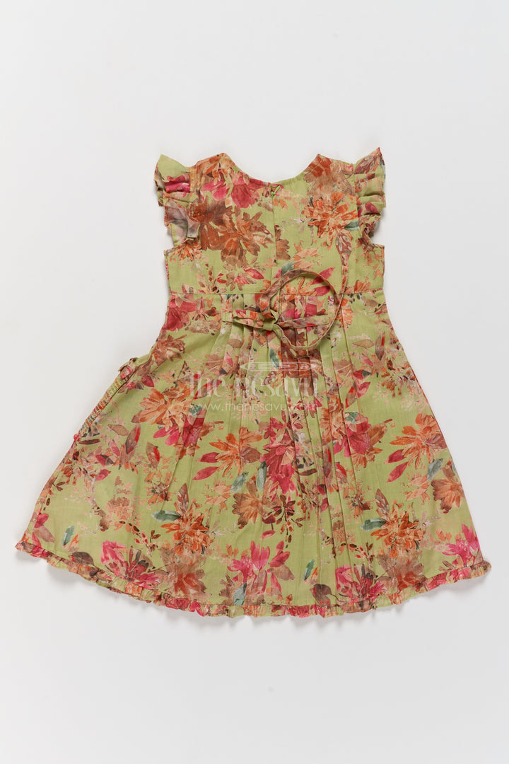 Cotton Dress for Girls in Green for Family Celebrations
