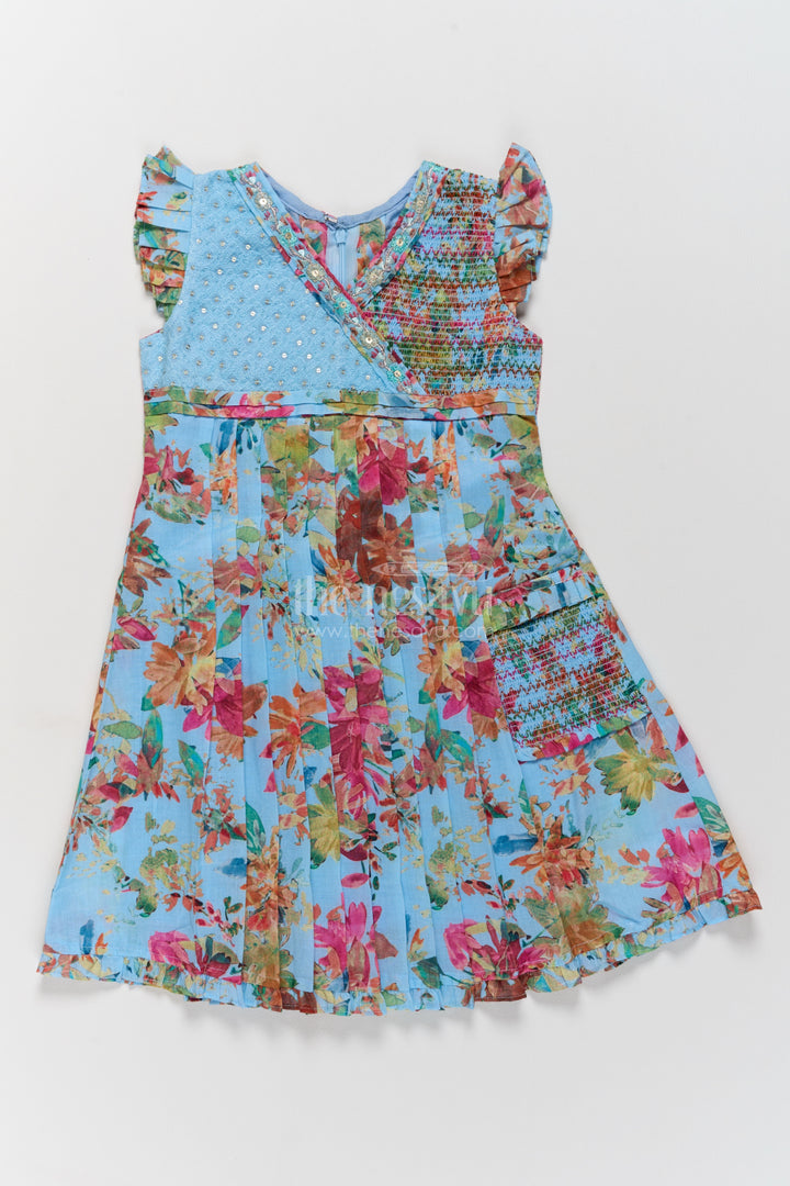 Girls Cotton Frock in Blue for Special Functions