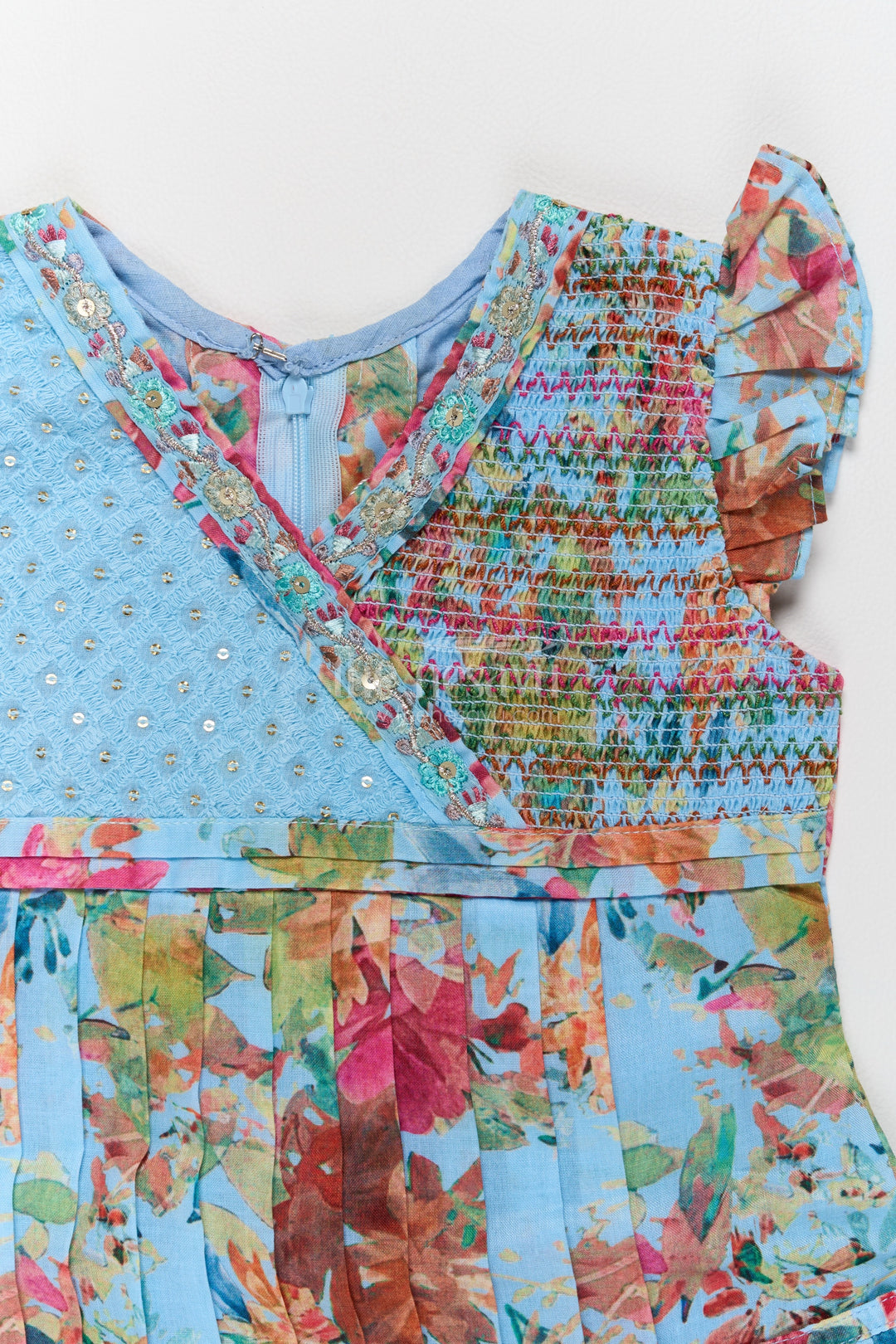 Girls Cotton Frock in Blue for Special Functions
