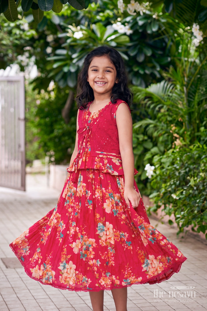 Girls Frock Dress in Red for Celebrations and Photos