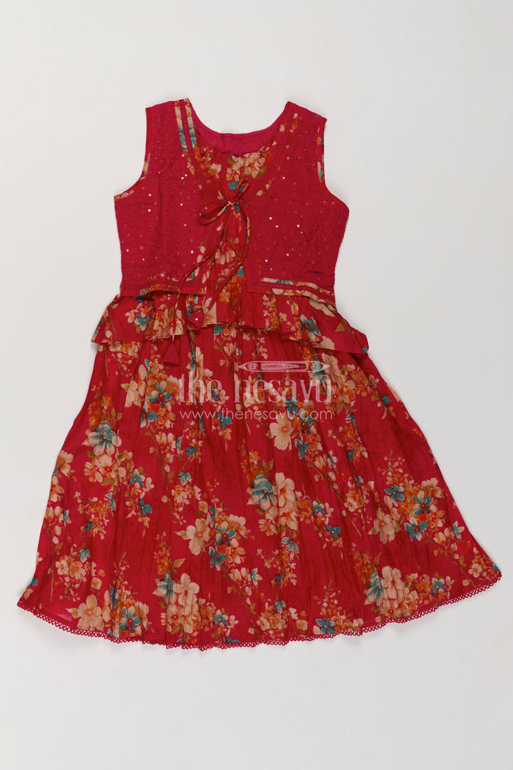 Girls Frock Dress in Red for Celebrations and Photos