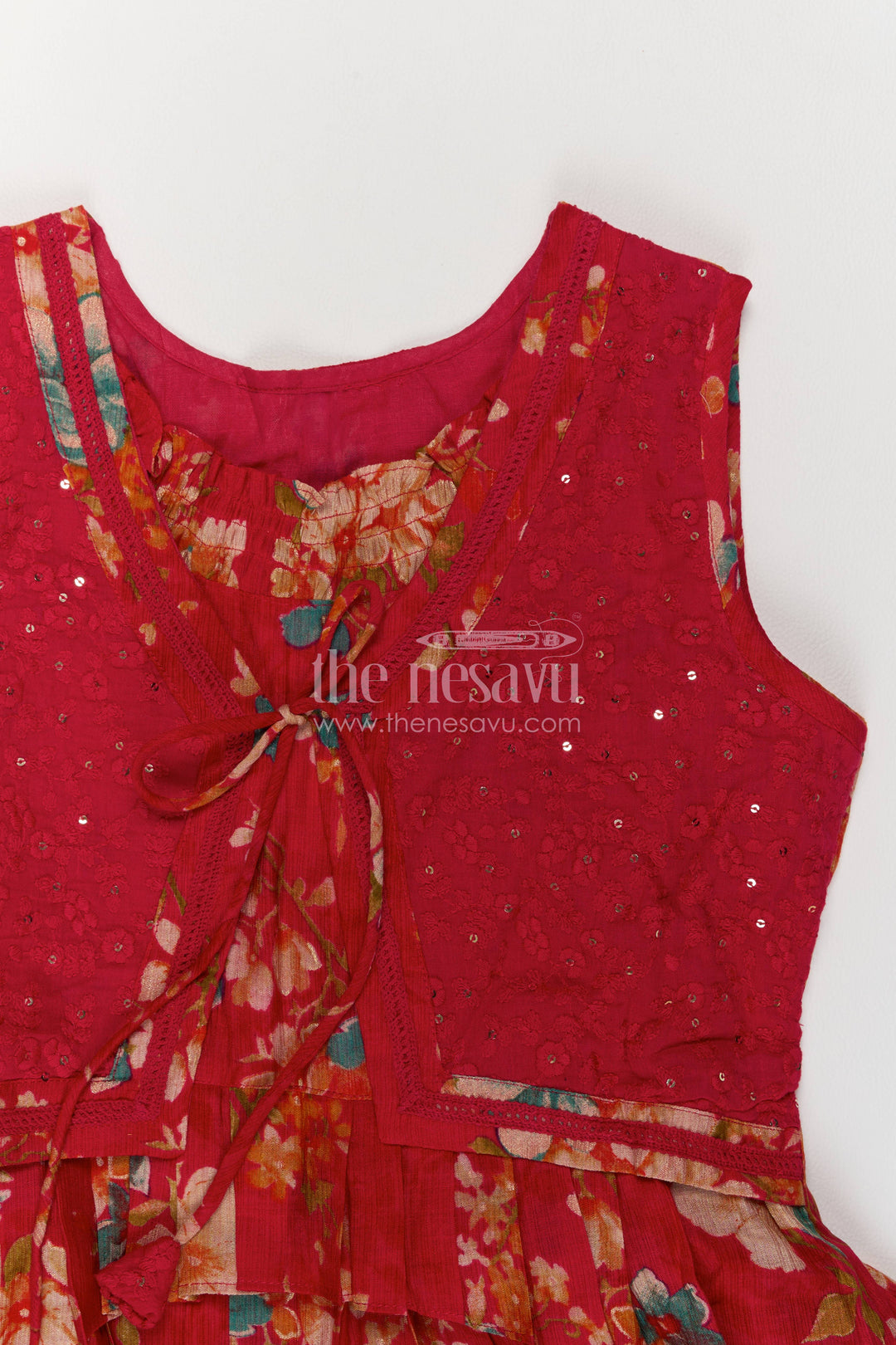Girls Frock Dress in Red for Celebrations and Photos
